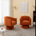 SEYNAR Set of 2 Modern Glam Velvet Upholstered Round Swivel Accent Barrel Chairs