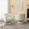 SEYNAR Set of 2 Modern Glam Velvet Upholstered Round Swivel Accent Barrel Chairs