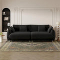 86.6" Contemporary Teddy Velvet Triple Sofa with 4 Cushions and Metal Legs