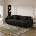 86.6" Contemporary Teddy Velvet Triple Sofa with 4 Cushions and Metal Legs