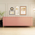 Contemporary Velvet Upholstered 3-Seat Sofa with Golden Metal Legs - Pink Living Room Couch (83.46" x 30.51" x 31.9")