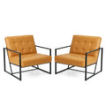 Glitzhome Set of 2 Mid-Century Tufted Accent Chairs in 29.25W PU Leather