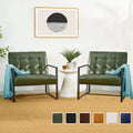 Glitzhome Set of 2 Mid-Century Tufted Accent Chairs in 29.25W PU Leather