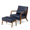 Glitzhome 30.75-Inch Mid-Century PU Leather Armchair and Ottoman Set