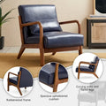 Glitzhome 30.75-Inch Mid-Century PU Leather Armchair and Ottoman Set