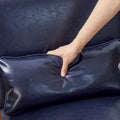 Glitzhome 30.75-Inch Mid-Century PU Leather Armchair and Ottoman Set