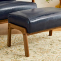 Glitzhome 30.75-Inch Mid-Century PU Leather Armchair and Ottoman Set