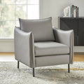 Christopher Contemporary Anti-Scratch Fabric Armchair with Black Metal Legs by HULALA HOME