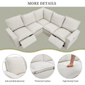 Linen Upholstered Power Recliner L-Shaped Sectional Sofa with USB Port - Soft Home Theater Seating for Living Room
