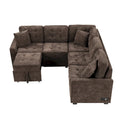 82.6-Inch L-Shaped Sleeper Sofa with Pull-Out Feature, Wheels, USB Ports, and Power Sockets - Dimensions: 82.6W x 82.6D x 33H