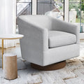 LUE BONA Contemporary Upholstered Wooden Barrel Swivel Accent Chair for Living Room