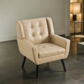 Contemporary Ergonomic Accent Chair in Soft Leather with Black Legs – Ideal for Living Room and Bedroom