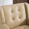 Contemporary Ergonomic Accent Chair in Soft Leather with Black Legs – Ideal for Living Room and Bedroom