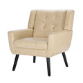 Contemporary Ergonomic Accent Chair in Soft Leather with Black Legs – Ideal for Living Room and Bedroom
