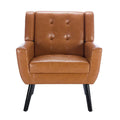 Contemporary Ergonomic Accent Chair in Soft Leather with Black Legs – Ideal for Living Room and Bedroom