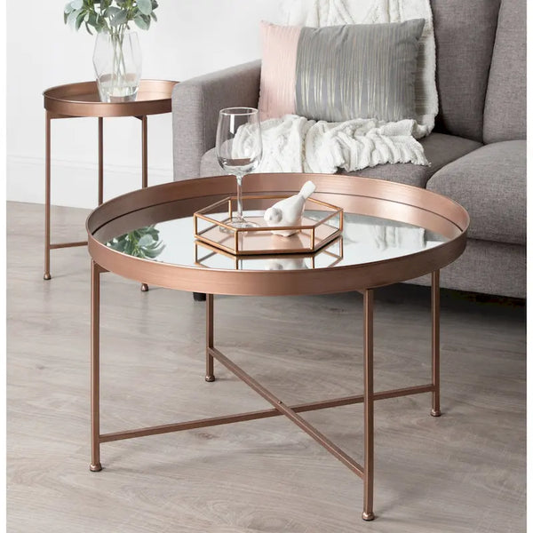 Kate and Laurel Celia 28.25-Inch Round Metal Coffee Table
