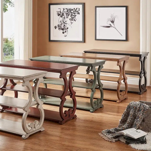 Lorraine Wooden Scroll TV Stand and Sofa Table by iNSPIRE Q Classic