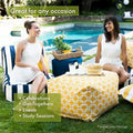 Majestic Home Goods Indoor Wales Poly/Linen Ottoman Pouf - 27" L x 27" W x 17" H