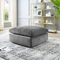 Commix Overstuffed Velvet Ottoman with Down Fill for Enhanced Comfort