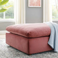 Commix Overstuffed Velvet Ottoman with Down Fill for Enhanced Comfort