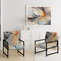 Designart Marble Serenity Gray Watercolor Waves Upholstered Accent Chair with Abstract Shapes
