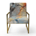 Designart Marble Serenity Gray Watercolor Waves Upholstered Accent Chair with Abstract Shapes