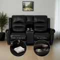 Authentic Leather Black Power Recliner Sofa Set: Loveseat and Recliner with Adjustable Headrest and Extendable Footrest