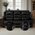 Authentic Leather Black Power Recliner Sofa Set: Loveseat and Recliner with Adjustable Headrest and Extendable Footrest