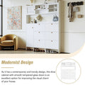 Elegant Hall Tree Shoe Cabinet with Storage Shelf, 6 Flip Drawers, Tempered Glass Doors, and 4 Hooks