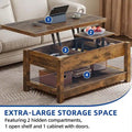 Moasis Farmhouse Lift-Top Coffee Table with Expandable Surface, Hidden Storage, and Shelf for Living Room