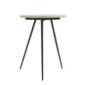 Round Oak White and Black Side Table with Metal Base