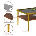Modern Rectangular Coffee Table with Tempered Glass Surface for Living Room