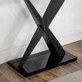 Furniture of America Gar Glam Black X-Base Glass-Top Sofa Table