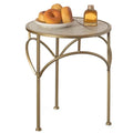 Set of 3 Decorative Gold Metal Round Plant Stands with Modern White Marble Top - Stylish End Side Tables