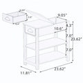 Flip-Over Design Narrow Side Table with Drawers and Bottom Shelf