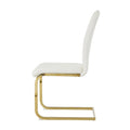 4-Piece Modern Faux Leather Dining Chair Set with Gold Metal Legs and Padded Seats