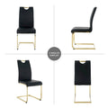 4-Piece Modern Faux Leather Dining Chair Set with Gold Metal Legs and Padded Seats