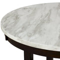 Kate 47-Inch Round Dining Table with Faux Marble Surface in White and Brown