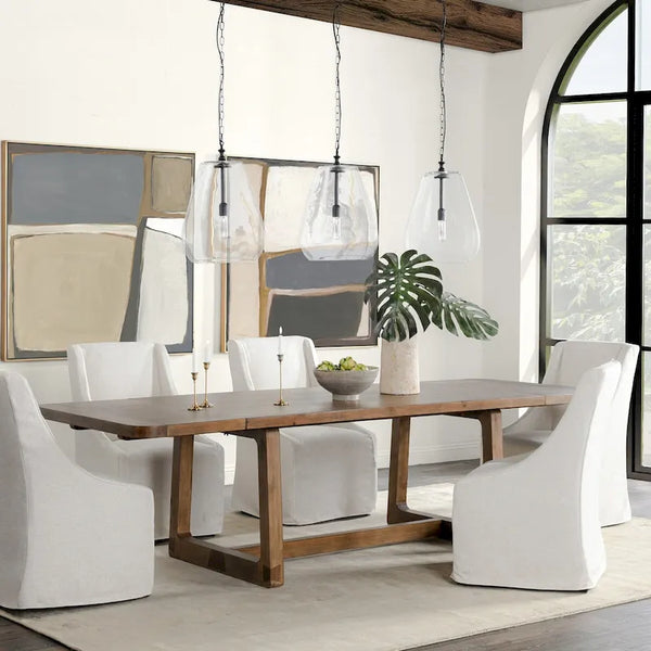 Classic Home Lyra Extendable Dining Table in Smoke Brown - Adjustable Width 80-110W x 39D x 30H