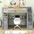 Merax Loft Bed with Integrated Desk and Storage Shelves