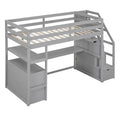 Merax Loft Bed with Integrated Desk and Storage Shelves