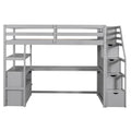 Merax Loft Bed with Integrated Desk and Storage Shelves