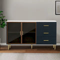 Contemporary Wooden Sideboard Featuring 2 Amber-Yellow Tempered Glass Doors