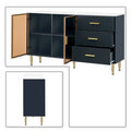 Contemporary Wooden Sideboard Featuring 2 Amber-Yellow Tempered Glass Doors