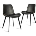 CangLong Set of 2 Mid-Century Dining Chairs with Soft PU Leather Cushions and Metal Legs, Black