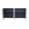 60-Inch Farmhouse Natural Wood Wash Wooden Sideboard Buffet Server with 4 Shutter Doors - Accent Storage Cabinet