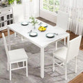 Grondin Contemporary 5-Piece Dining Set with Tempered Glass Table and 4 Diamond-Stitched PU Leather Chairs