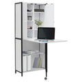 Versatile Craft Armoire with Foldable Desktop for Sewing and Home Office Use