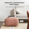 Handmade 22-Inch Square Pouf Ottoman by Jani Surin - Versatile Footrest for Living Room, Bedroom, Nursery, and Kids' Room