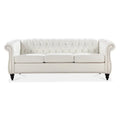 Cream 84.65 Traditional Chesterfield 3-Seater Sofa in PU Leather